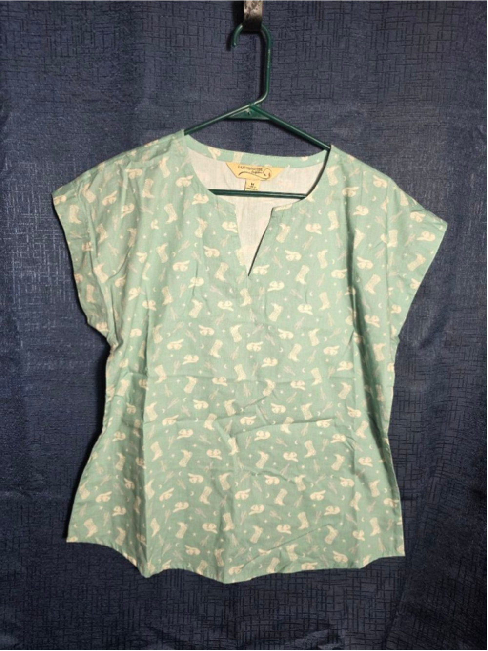 Women's Canyon Guide Outfitters Short Sleeve Tee M Light Green Boots western y2k